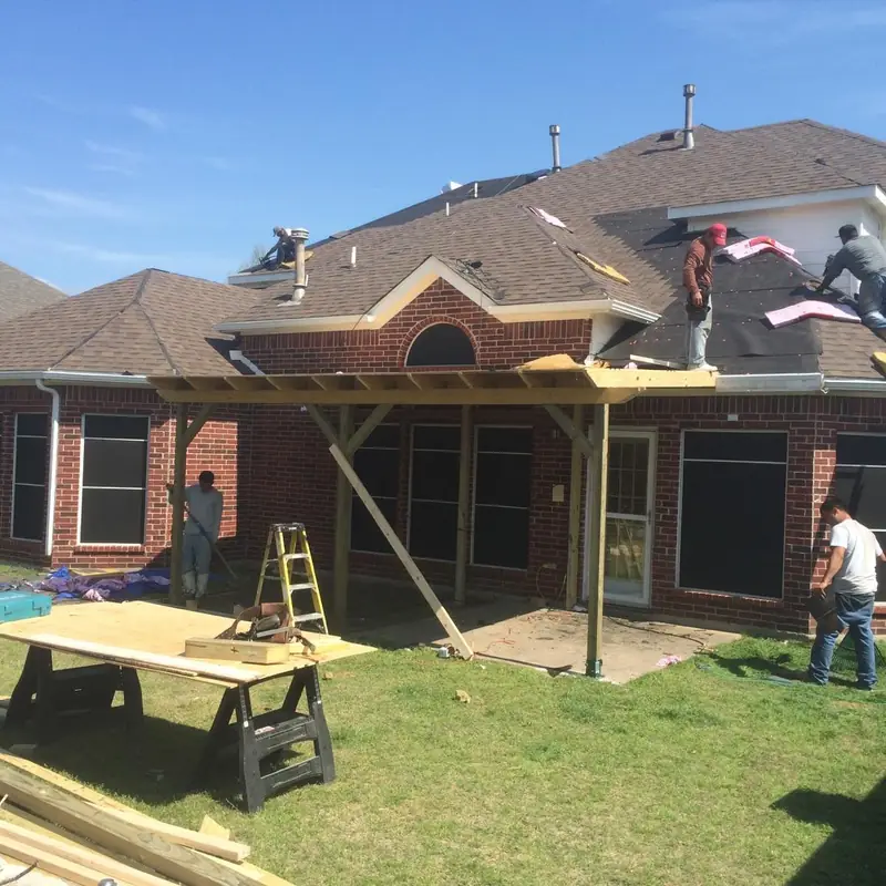Kilker crew building an exterior patio cover